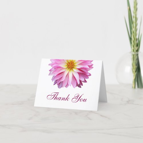 Dahlia Pink Flower Floral Thank You Notes