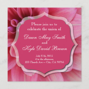 Dahlia pink flower wedding invitation