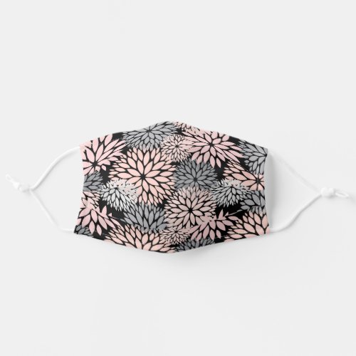 Dahlia Pink Gray Floral Pattern Adult Cloth Face Mask