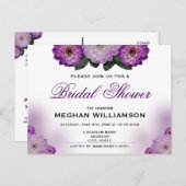 Dahlia Purple Floral Bridal Shower Invitation Post Postcard (Front/Back)