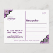 Dahlia Purple Floral Bridal Shower Invitation Post Postcard (Back)