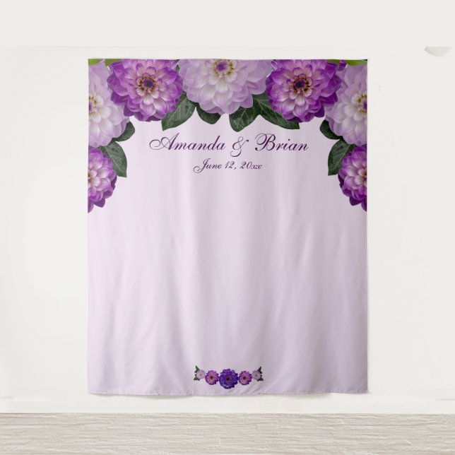 Dahlia Purple Lavender Floral Wedding Backdrop (Front)