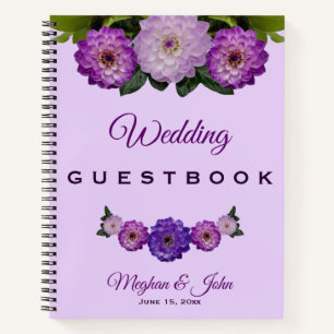 Dahlia Purple Lavender Floral Wedding Guest Book