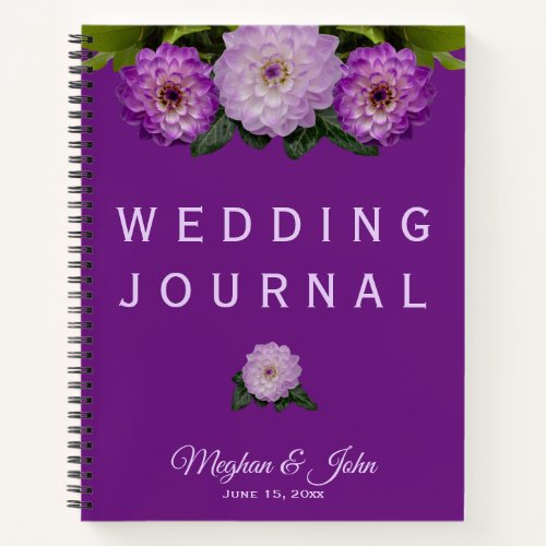 Dahlia Purple Lavender Floral Wedding Notebook