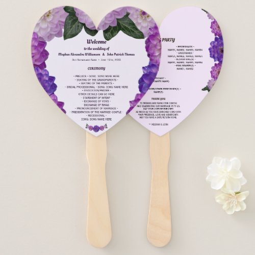 Dahlia Purple Lavender Floral Wedding Program Fan