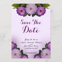 Dahlia Purple Lavender Lilac Floral Save The Date