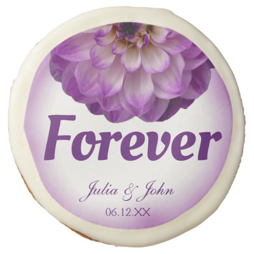Dahlia Purple Lavender Lilac Floral Wedding Treat Sugar Cookie