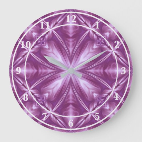 Dahlia Purple Milky White Clouds Abstract Pattern Large Clock