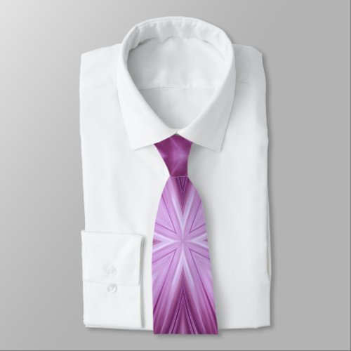 Dahlia Purple Milky White Clouds Abstract Pattern Neck Tie