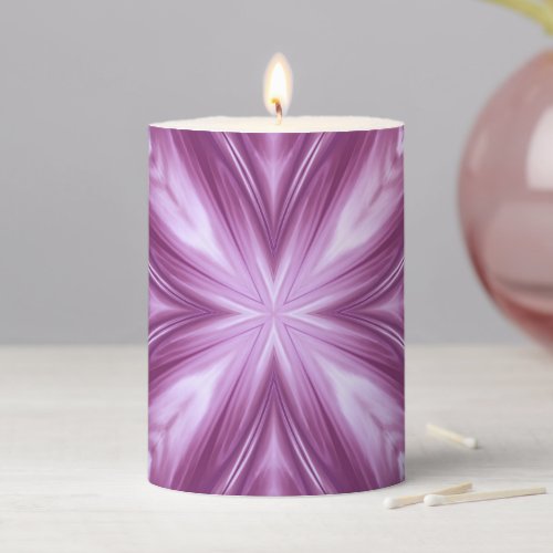 Dahlia Purple Milky White Clouds Abstract Pattern Pillar Candle