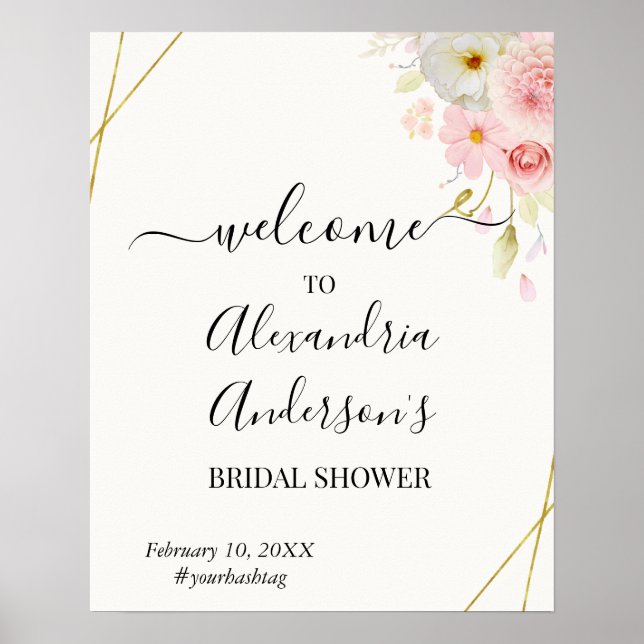 Dahlia & Roses Bridal Shower Welcome Sign (Front)