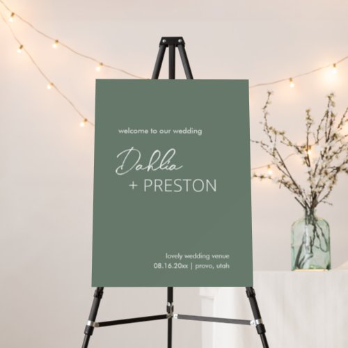 Dahlia Sage Green Contemporary Modern Wedding Foam Board