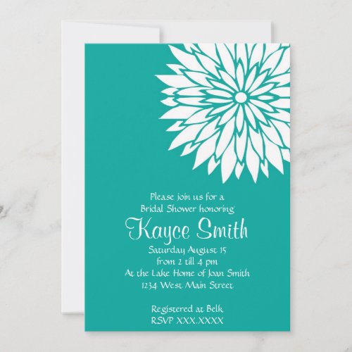 Dahlia Teal Flower Invitation