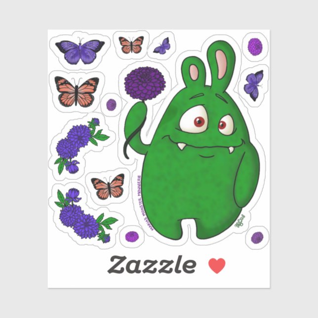 Dahlia the monster, sticker set (Sheet)