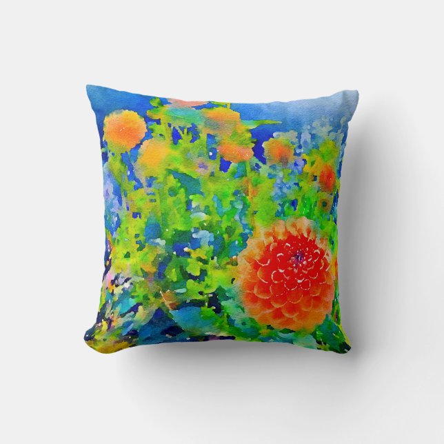 Dahlia Variations Throw Pillow (Front)