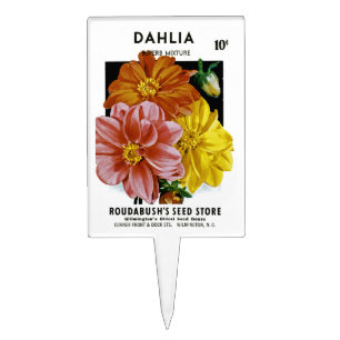 Dahlia Vintage Seed Packet Cake Topper