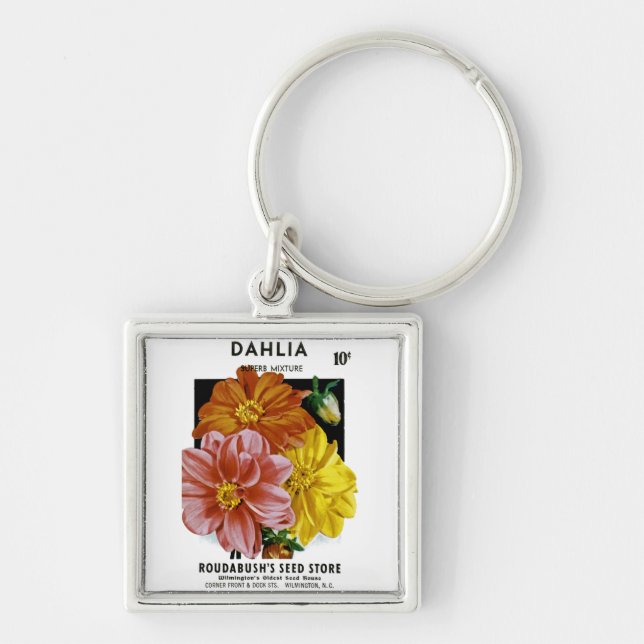 Dahlia Vintage Seed Packet Keychain (Front)
