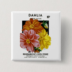 Dahlia Vintage Seed Packet Pinback Button