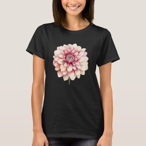 Dahlia Watercolor Flower Design T_Shirt