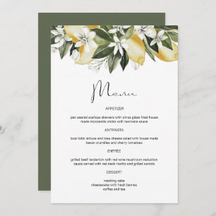 DAHLIA Watercolor Lemon Citrus Fruit Floral Menu