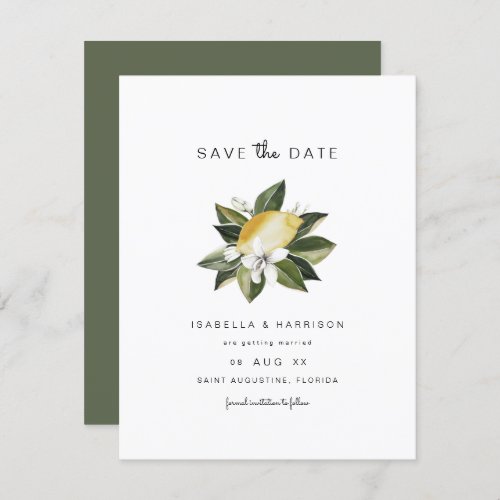 Dahlia _ Watercolor Lemon Citrus White Floral Invitation