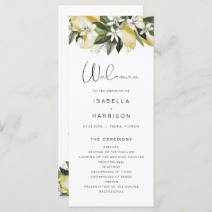 DAHLIA Watercolor Lemon Floral Lon Wedding Program