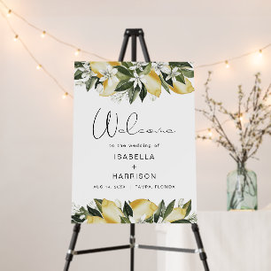 DAHLIA Watercolor Lemon Summer Wedding Welcome Fo Foam Board