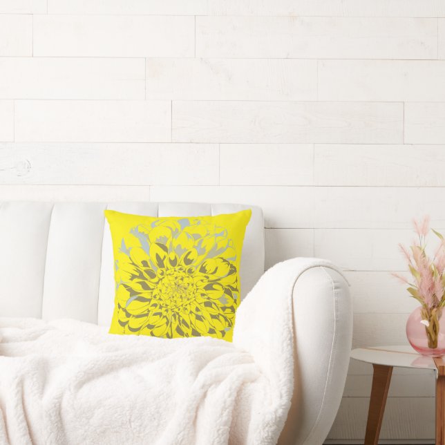 Dahlia Yellow Throw Pillow (Couch)