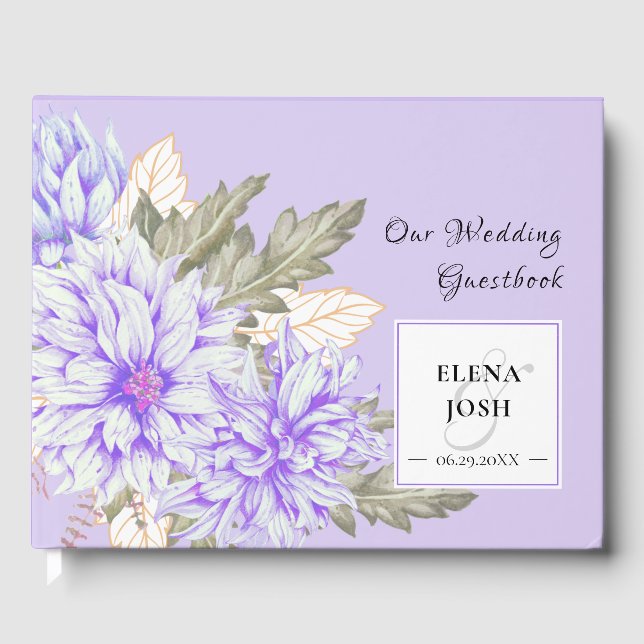 Dahlias Amethyst Wedding Guestbook (Front)