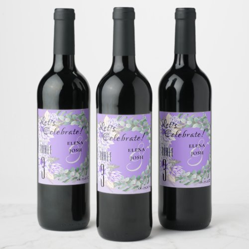 Dahlias _ Amethyst Wine Label Table Numbers
