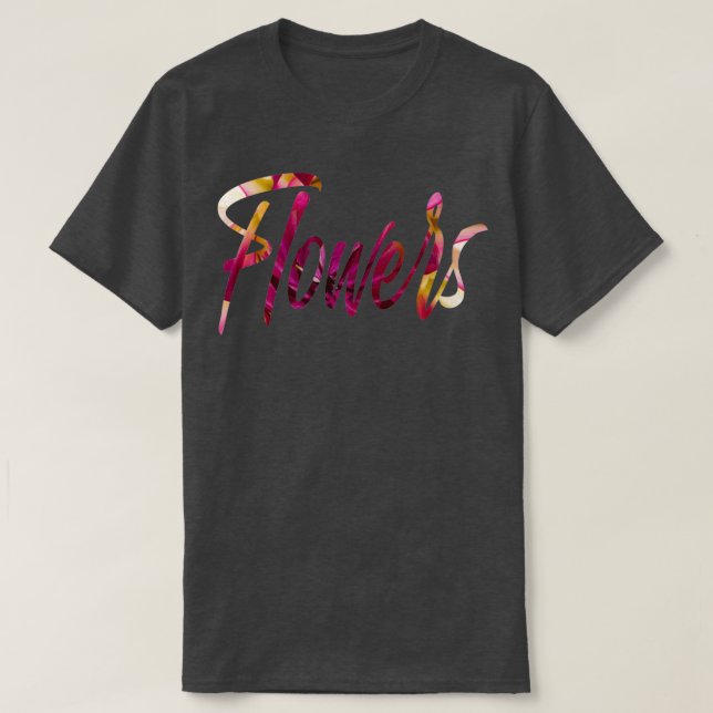 Dahlias flowers typography Asteraceae T-Shirt (Design Front)