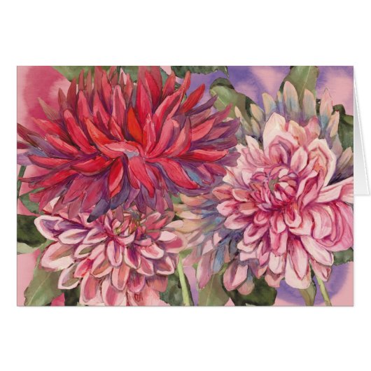 dahlias flowers watercolor (Front Horizontal)