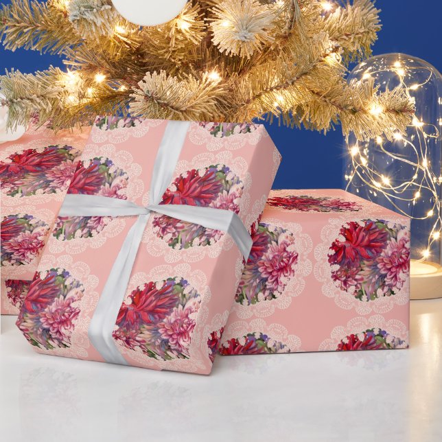 dahlias flowers wrapping paper (Holidays)