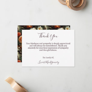 Dahlias Funeral Flower Thank You, Sympathy Note Card