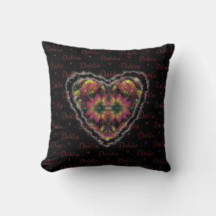 Dahlias Heart Tapestry Throw Pillow