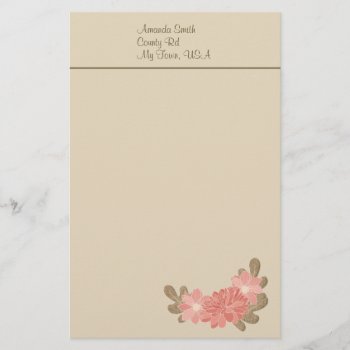 Dahlias In Dusty Rose Floral Stationery by randysgrandma at Zazzle