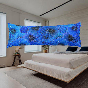 Dahlias in royal blue - floral design, body pillow