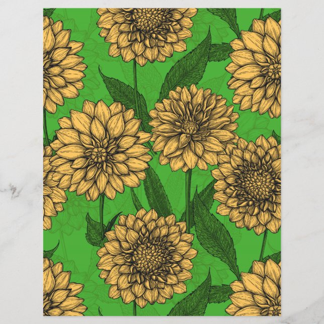 Dahlias in yellow and green (Front)
