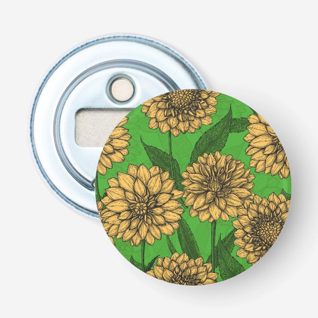 Dahlias in yellow and green bottle opener (Front)
