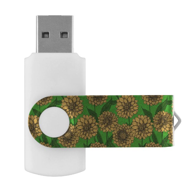 Dahlias in yellow and green flash drive (Opened)