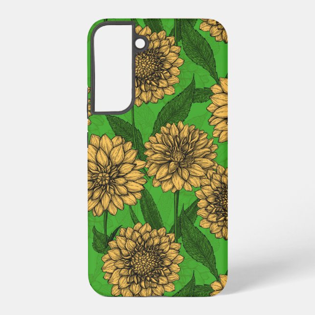 Dahlias in yellow and green samsung galaxy case (Back)