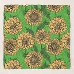 Dahlias in yellow and green scarf<br><div class="desc">Seamless pattern made of hand drawn dahlia flowers</div>