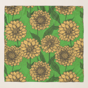 Dahlias in yellow and green scarf