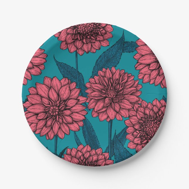 Dahlias Paper Plates (Front)