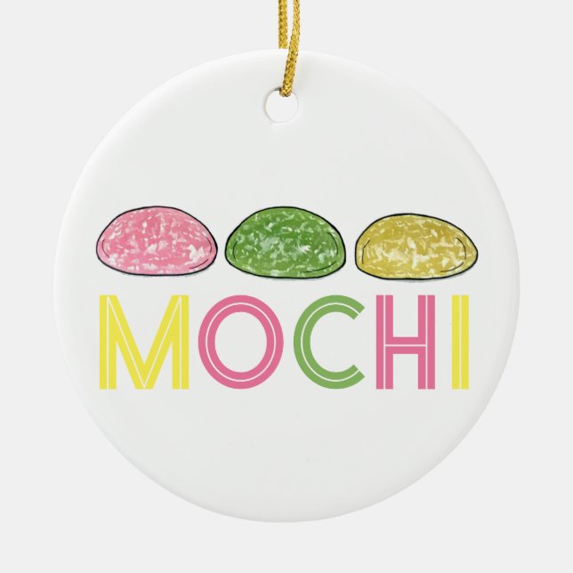 Daifuku Mochi Japanese New Year Rice Cake Food Ceramic Ornament (Front)