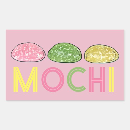 Daifuku Mochi Japanese New Year Rice Cake Food Rectangular Sticker