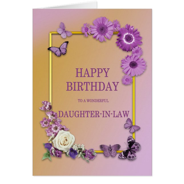 Daighter In Law Birthday Flowers and Butterflies (Front)