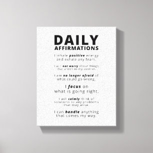 Daily Affirmations   Inspirational Quote Canvas Print