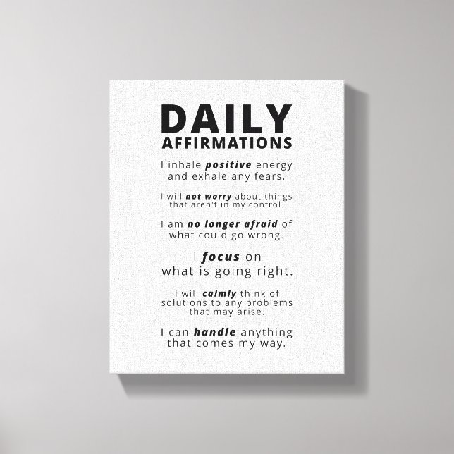 Daily Affirmations | Inspirational Quote Canvas Print (Front)