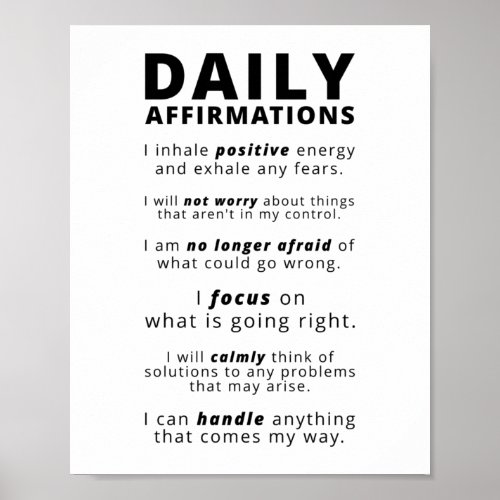 Daily Affirmations  Inspirational Quote Poster